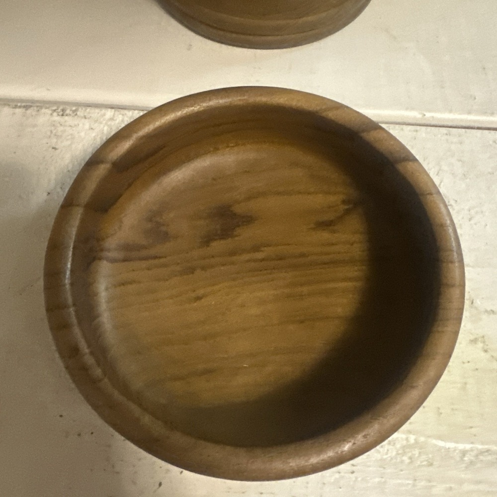 Vtg NOS 7pc Himark Teak Wood Gourmet Salad Bowl Set 1 Lg 4 Sm.Bowl & Servers - Picture 13 of 16